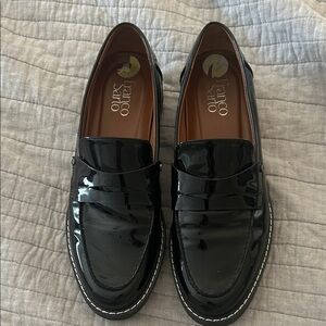 Franco Sarto Glossy Black Loafers size 9